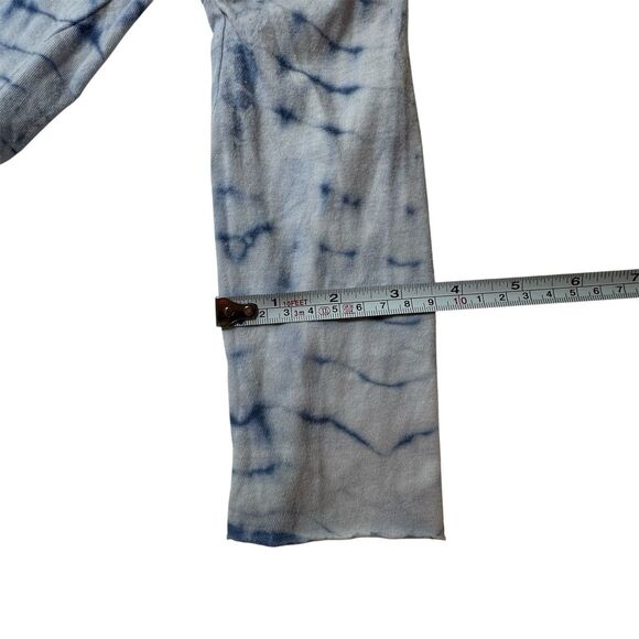 FREE PEOPLE Sz XS LA LIVIN COASTAL 3/4 SLEEVE JERSEY TEE TYE DYE INDIGO Batwing - Picture 9 of 11